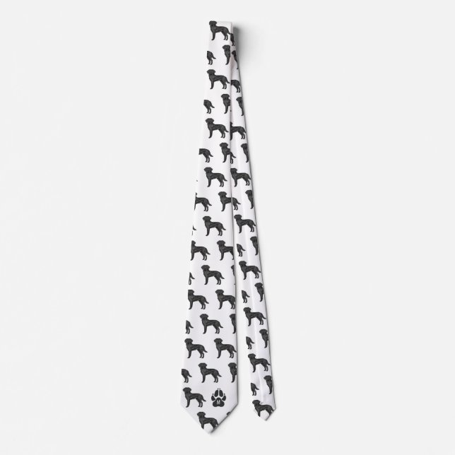 Black Labrador Retriever Pattern Custom Monogram Tie (Front)