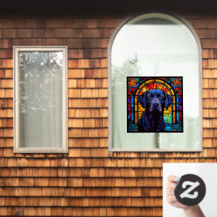 Black Labrador Retriever Pet Faux Stained Glass Window Cling