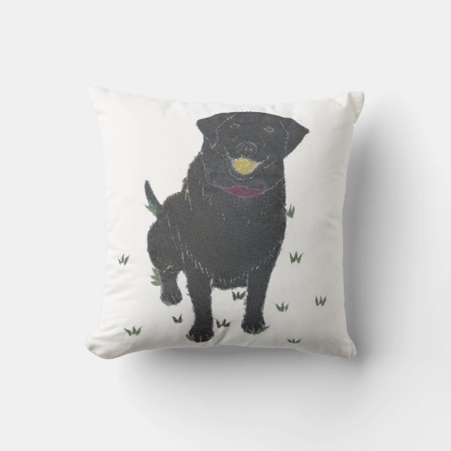 Black Labrador Retriever Pillow (Front)