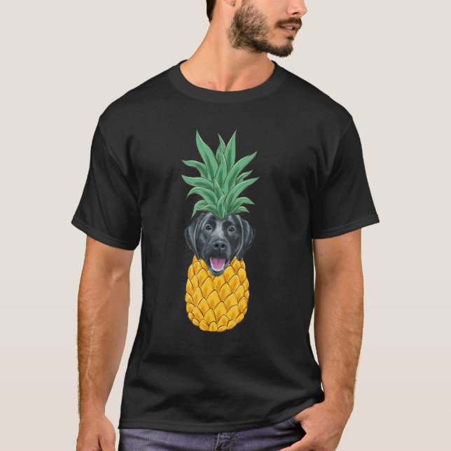 Black Labrador Retriever Pineapple Dog T-Shirt (Front)