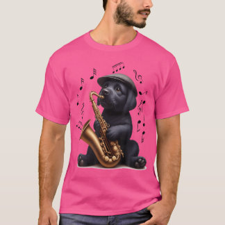 Black Labrador Retriever Playing Saxophone Jazz Sa T-Shirt
