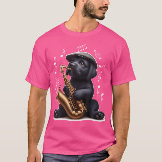 Black Labrador Retriever Playing Saxophone Jazz Sa T-Shirt