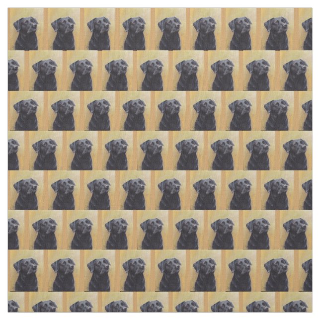 Black Labrador Retriever Portrait Dog Art Fabric (Swatch)