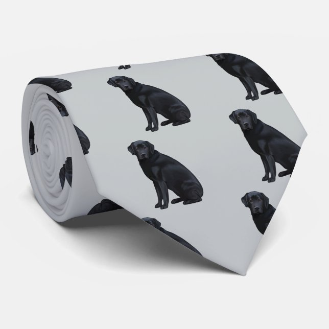 Black Labrador Retriever Portrait Tie (Rolled)