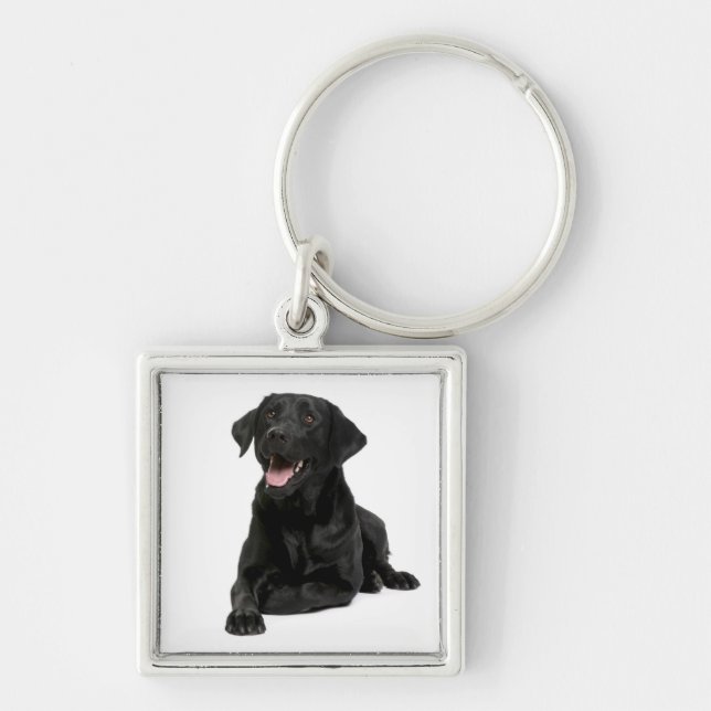 Black Labrador Retriever Puppy Dog Keychain (Front)