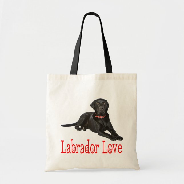 Black Labrador Retriever Puppy Dog Love Tote Bag (Front)