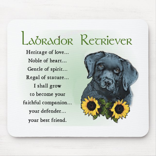 Black Labrador Retriever Puppy Gifts Mouse Mat (Front)