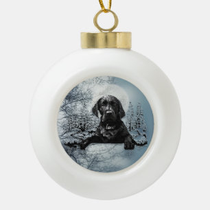 Black Labrador Retriever puppy T-Shirt Throw Pil Ceramic Ball Christmas Ornament