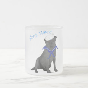 Black Labrador Retriever Sailor Frosted Glass Coffee Mug