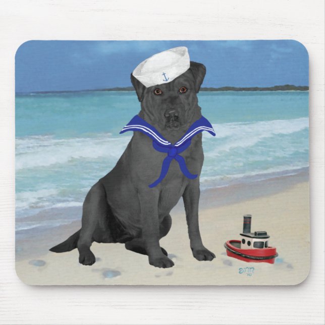 Black Labrador Retriever Sailor Mouse Mat (Front)