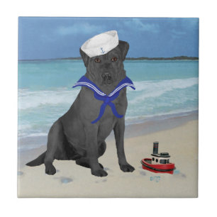 Black Labrador Retriever Sailor Tile