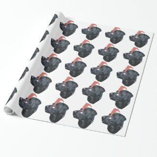 Black Labrador Retriever Santa Hat Wrapping Paper