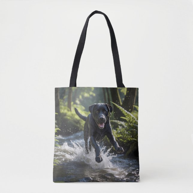 Black Labrador Retriever Shoulder Tote Bag (Front)