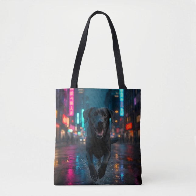 Black Labrador Retriever Shoulder Tote Bag (Front)
