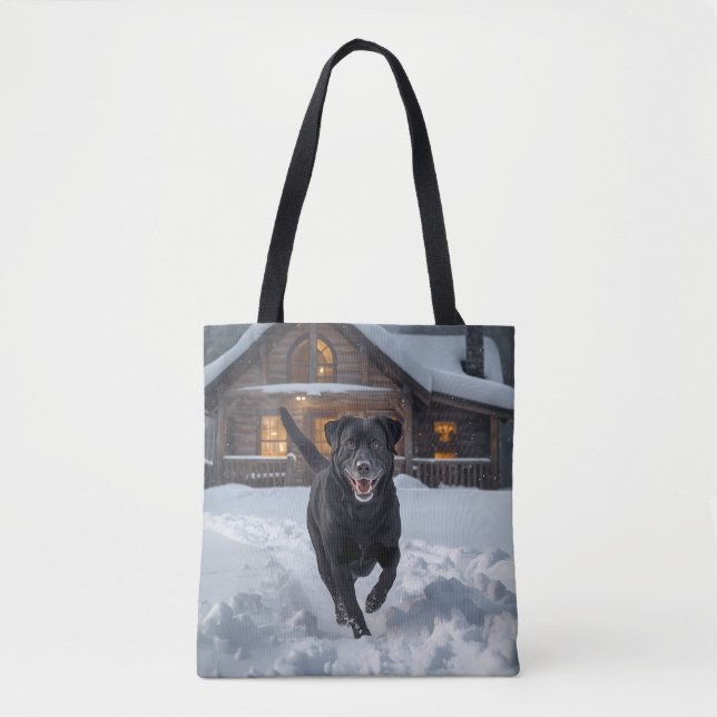 Black Labrador Retriever Shoulder Tote Bag (Front)