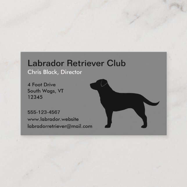 Black Labrador Retriever Silhouette Business Card (Front)