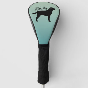 Black Labrador Retriever Silhouette Custom Name Golf Head Cover