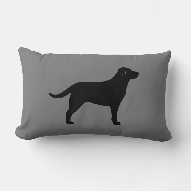 Black Labrador Retriever Silhouette Dog Lover's Lumbar Cushion (Front)