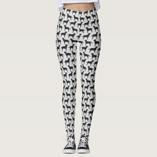 Black Labrador Retriever Silhouettes Labs Pattern Leggings (Front)