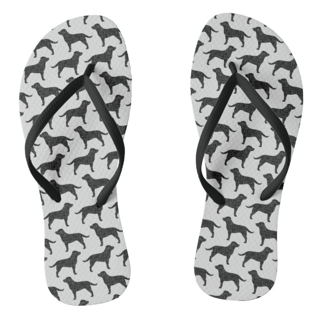 Black Labrador Retriever Silhouettes Pattern Flip Flops (Footbed)
