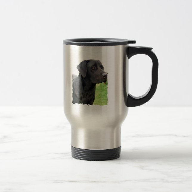 Black Labrador Retriever Stainless Travel Mug (Right)