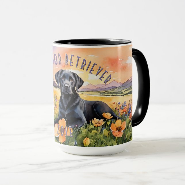 Black Labrador Retriever Sunrise Combo Mug (Front Right)