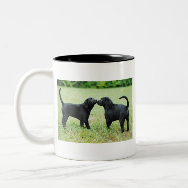 Black Labrador Retriever Two-Tone Coffee Mug (Left)
