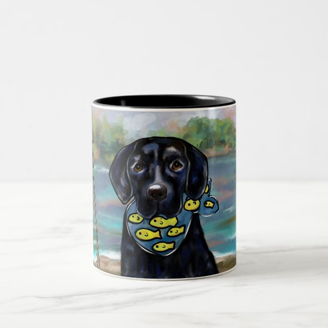 BLACK  LABRADOR RETRIEVER Two-Tone COFFEE MUG (Center)