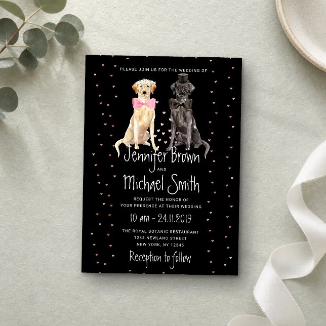 Black Labrador retriever valentines wedding Invitation (Creator Uploaded)