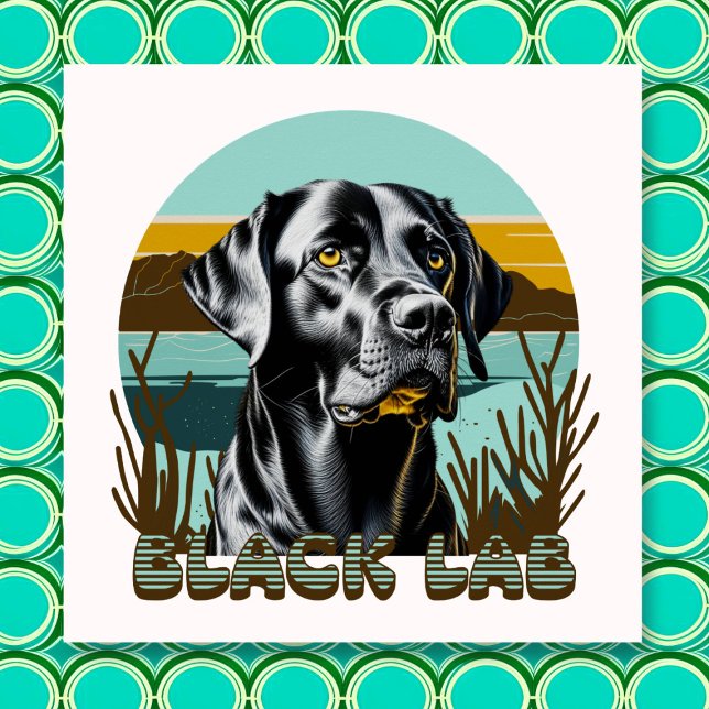 Black Labrador Retriever Vintage Text Poster (Creator Uploaded)