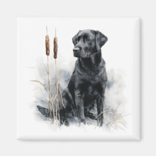 Black Labrador Retriever Watercolor Art Magnet