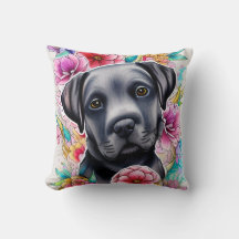 Black Labrador Retriever With Flowers