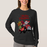 Black Labrador Retriever With Santa Claus In Red T