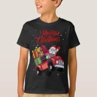 Black Labrador Retriever With Santa Claus In Red T
