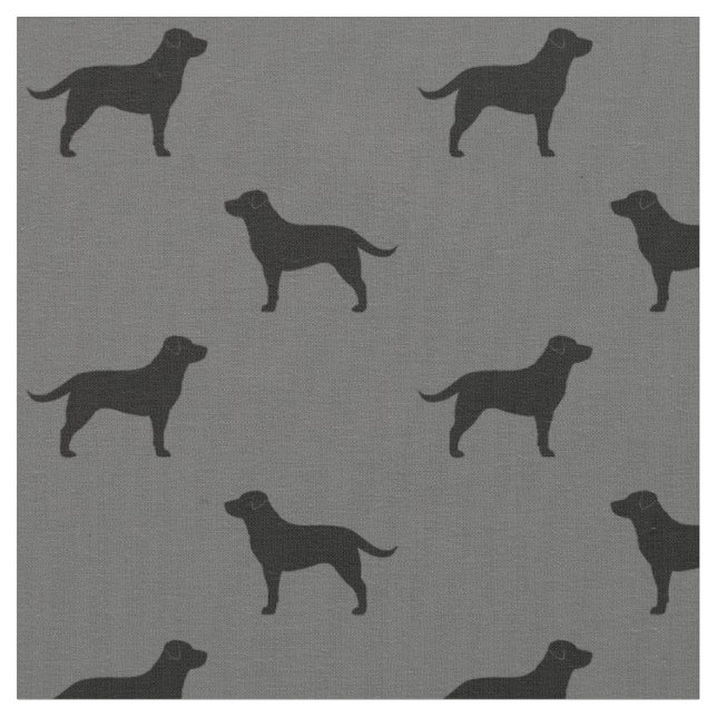 Black Labrador Retrievers Dog Silhouettes Pattern Fabric (Close Up)