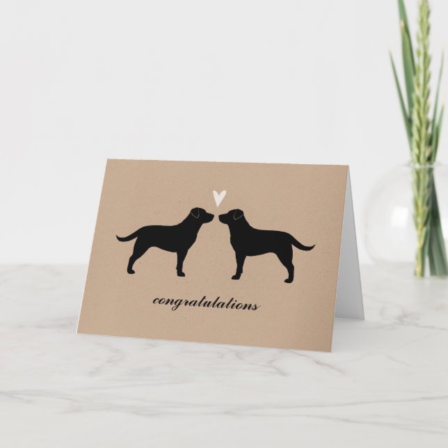 Black Labrador Retrievers Wedding Congratulations Card (Front)