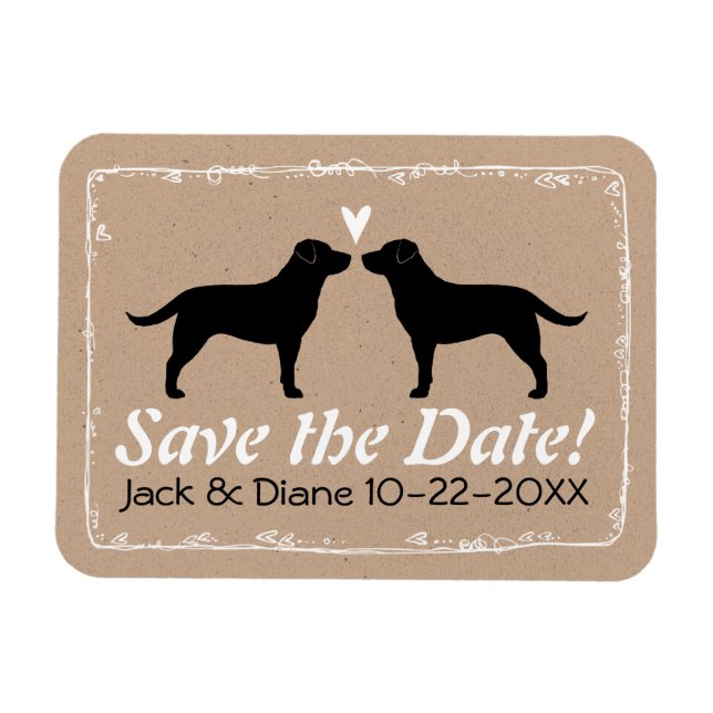Black Labrador Retrievers Wedding Save the Date Magnet (Horizontal)