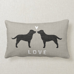 Black Labrador Retrievers with Heart Personalised Lumbar Cushion