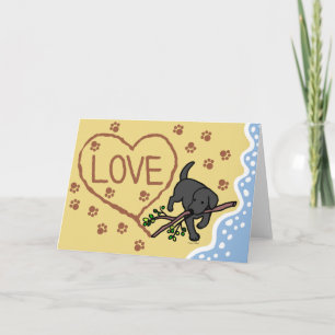 Black Labrador Sand Letters Greeting Cards