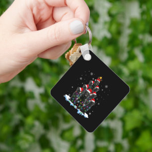 Black Labrador Santa Christmas Tree Lights Xmas Do Key Ring