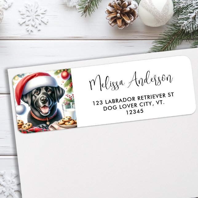 Black Labrador Santa Dog Christmas Return Address (Creator Uploaded)