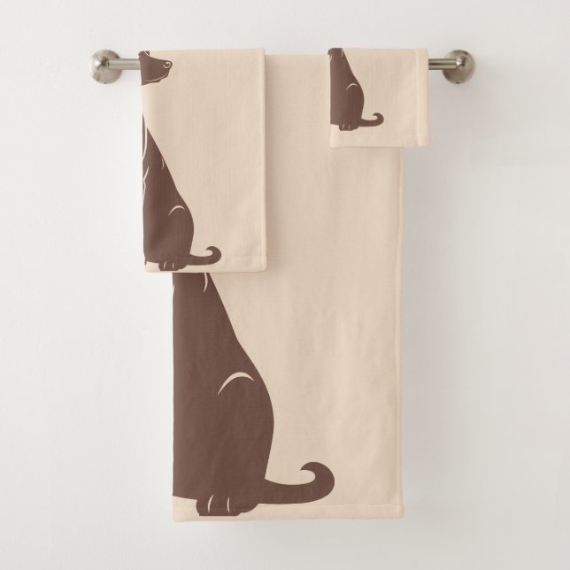 Black labrador silhouette illustration bath towel set (Insitu)