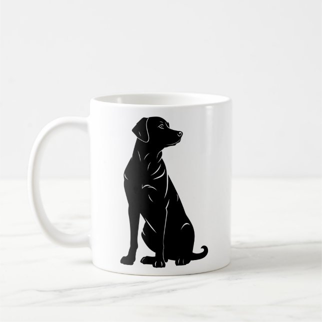 Black labrador silhouette illustration  coffee mug (Left)