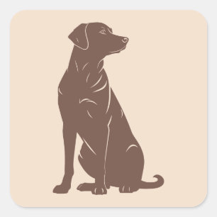 Black labrador silhouette illustration  square sticker