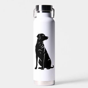 Black labrador silhouette illustration water bottle