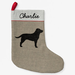 Black Labrador Silhouette Personalised Dog Holiday Small Christmas Stocking