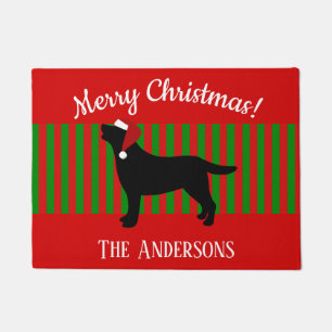 Black Labrador Silhouette Santa Christmas Doormat