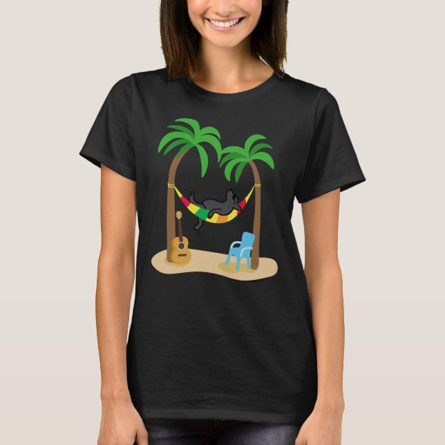 Black Labrador Sleeping In The Hammock T-Shirt (Front)