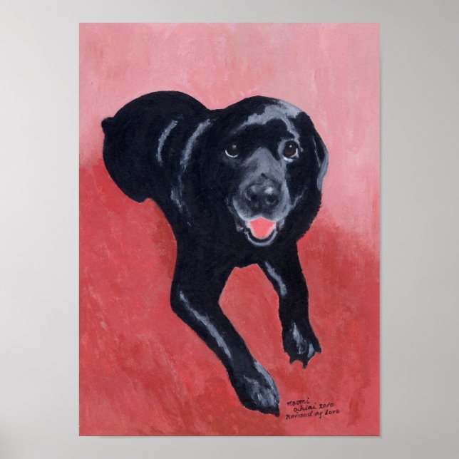 Black Labrador Smiling Artwork Poster (Front)