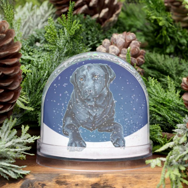 Black Labrador Snow Globe Custom Dog Snow Globe (Winter)